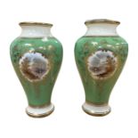 A pair of Coalport hand-painted miniature vases, painted with scenes of Loch Allen and Loch Eck,