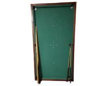 A 6' slate bed snooker table top and quantity of cues CONDITION REPORT: Lacking