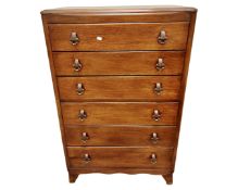 An oak chest of six drawers.