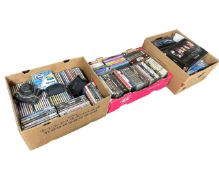 Three boxes of dvds, box sets, cds,