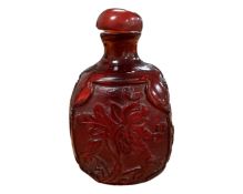 A Chinese amber-coloured scent bottle,