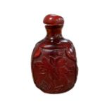 A Chinese amber-coloured scent bottle,