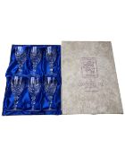 A boxed set of six Edinburgh crystal wine glasses