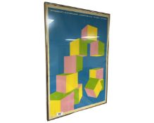 A Continental limited edition signed poster depicting coloured blocks, 42cm by 62cm.