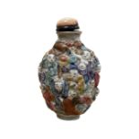A 19th century Chinese 'Immortals' scent bottle, height 8cm.