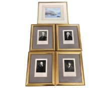 A set of four 19th century gilt framed portrait engravings together with a print after T M