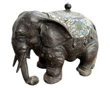 A 19th century bronze and cloisonne figure of an elephant,