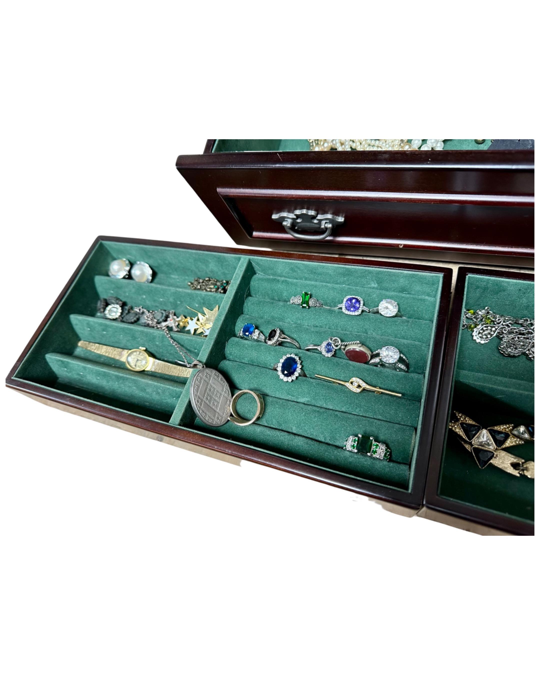 A reproduction jewellery cabinet containing a quantity of costume jewellery, lady's wrist watch, - Image 2 of 2