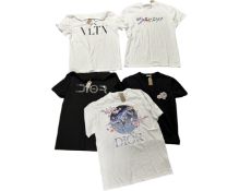 Five T-Shirts : Dior (white), Dior (black), Givenchy (white), Valentino (white) & Montcler (black).