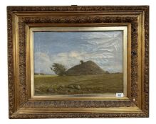 19th century school : Hill in a field, oil on canvas, 46cm by 33cm.