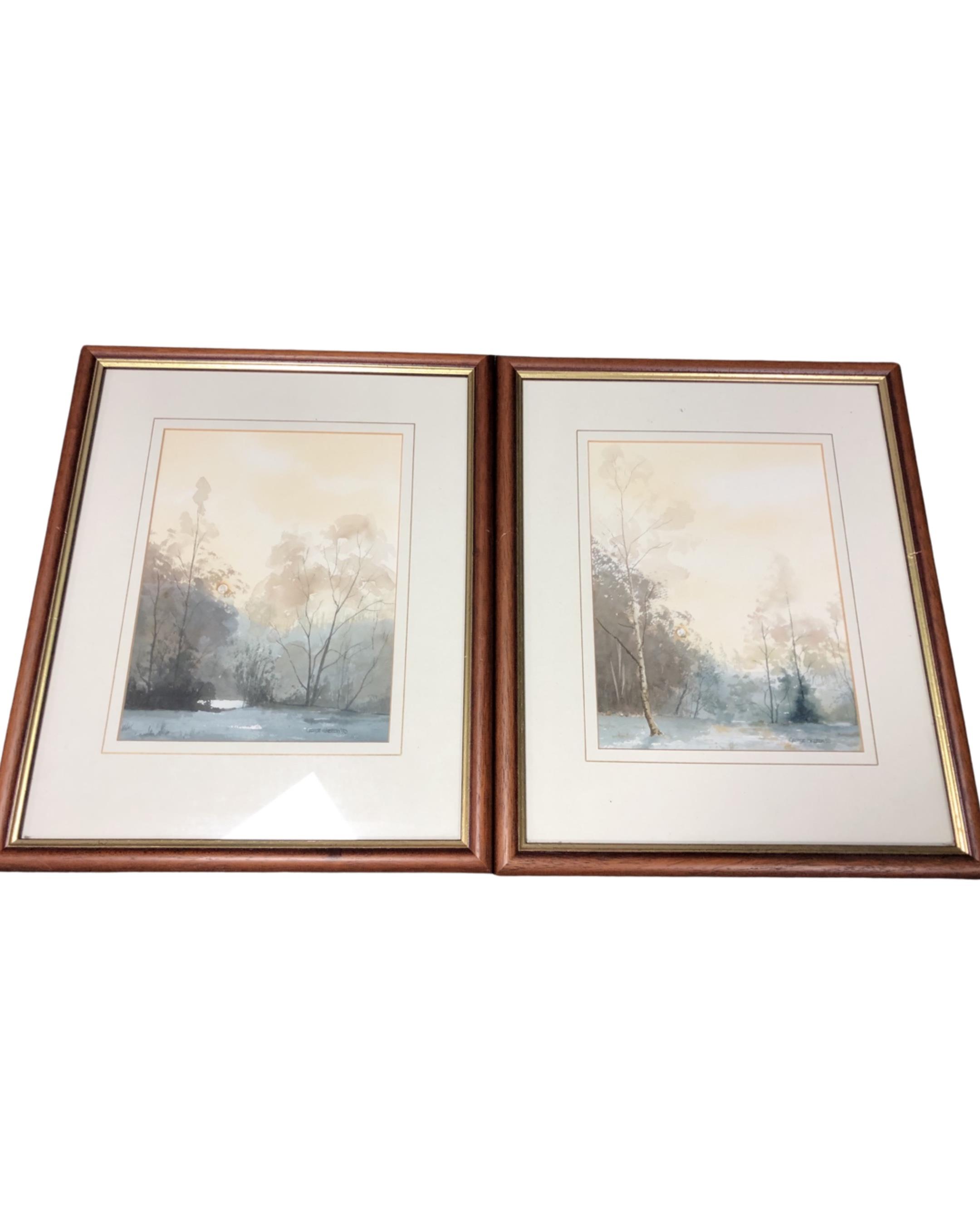 A pair of George Skelton watercolours dated '93, 26cm by 20cm.