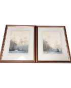 A pair of George Skelton watercolours dated '93, 26cm by 20cm.