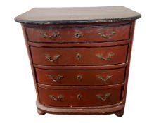 A 19th century Continental painted pine chest of four drawers.