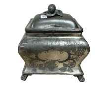 A Victorian silver plated tea caddy.