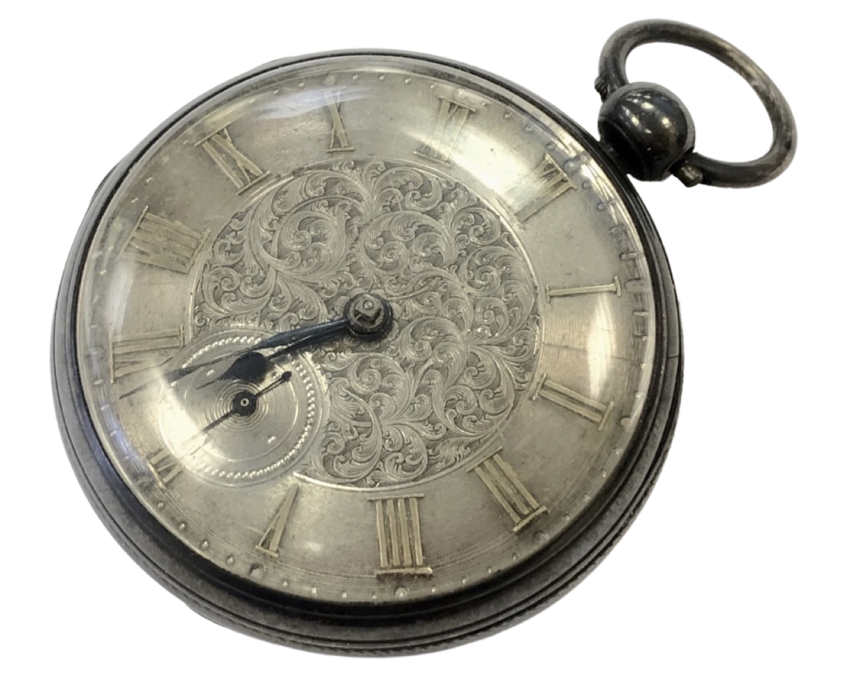 A silver fusee pocket watch with silver dial CONDITION REPORT: In going order.