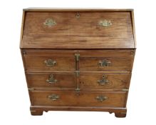 A brass inlaid hardwood fall front writing bureau.