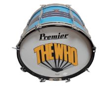 A Premier bass drum marked 'The Who'.