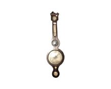A George III barometer with silvered dial.