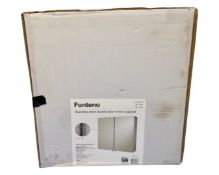 A Fonteno stainless steel double door bathroom cabinet, boxed.