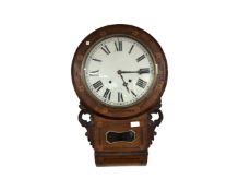 A Victorian inlaid drop dial wall clock