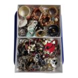 Two boxes containing a quantity of assorted costume jewellery.