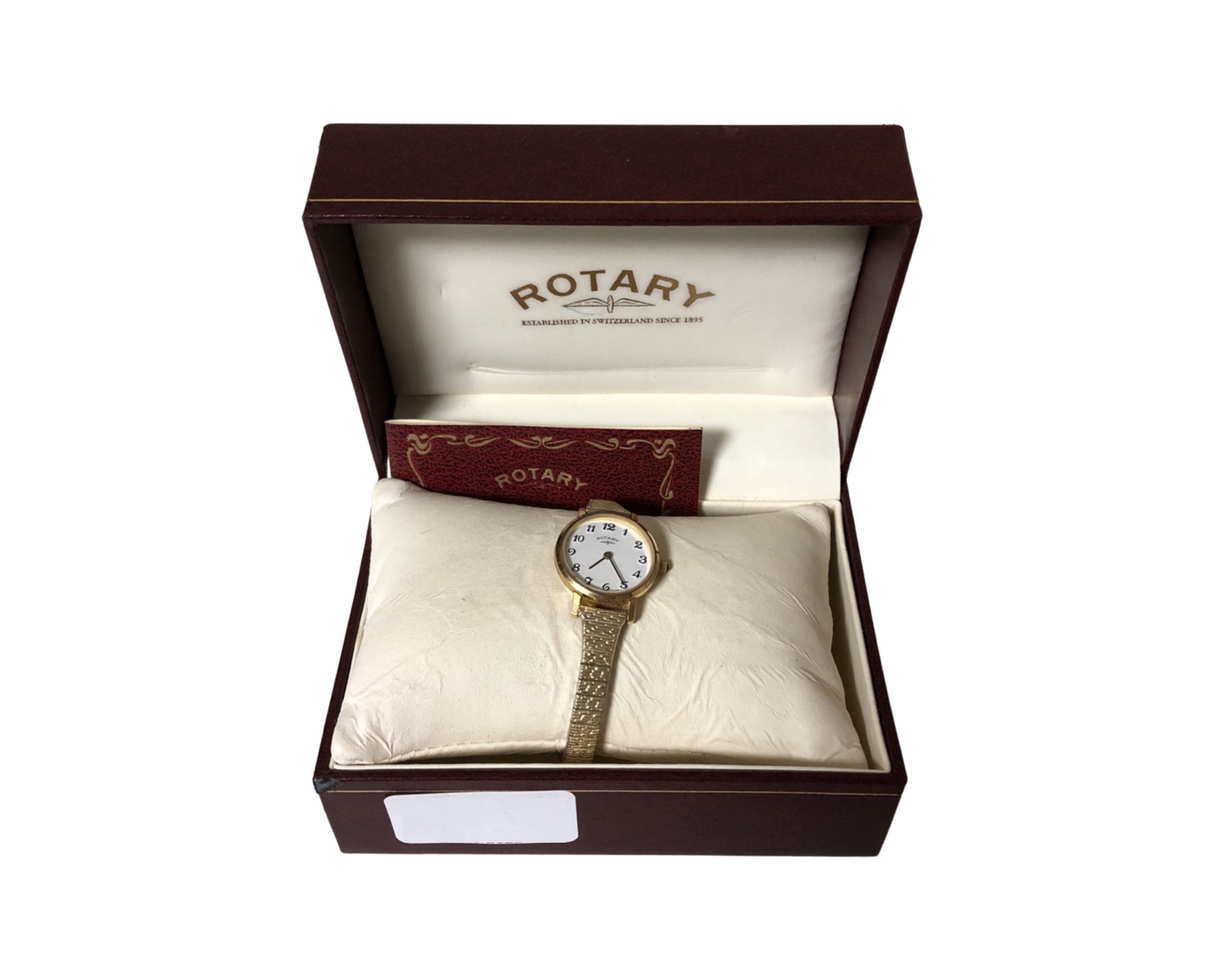 A lady's gold plated Rotary wristwatch in box.