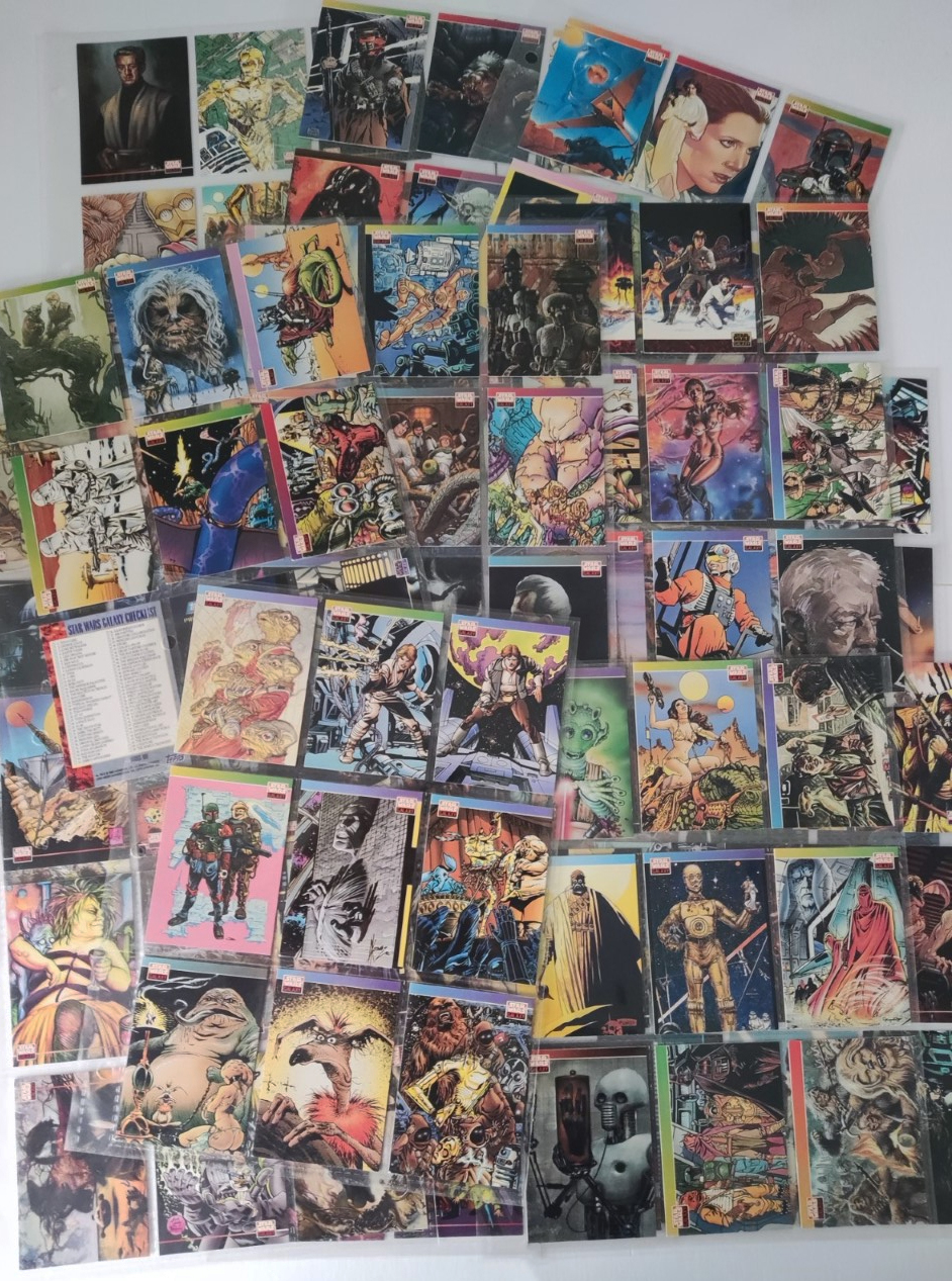A collection of 48 Topps Star Wars galaxy artists cards to include cards from Steve Ditko,