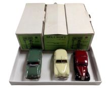 Three Spa Croft 1/43 hand built die cast cars including a Standard Vanguard Phase 3,