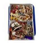 Two boxes containing a quantity of assorted costume jewellery.
