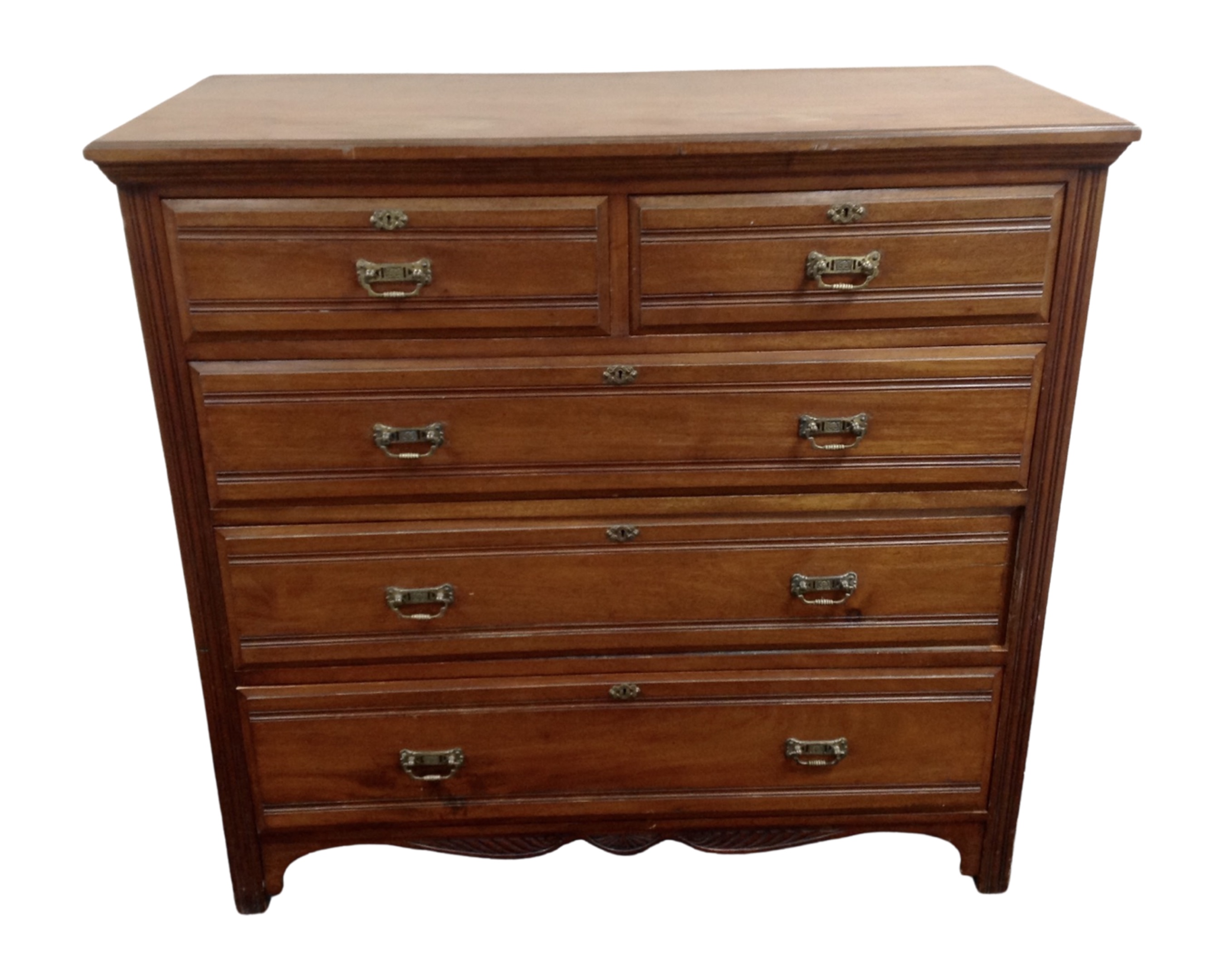 An Edwardian mahogany five drawer chest