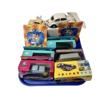 A tray containing assorted die cast vehicles including Vanguard,