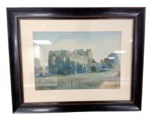 A watercolour study depicting Buildwas Abbey, Shropshire, in frame and mount, 34cm by 23cm.