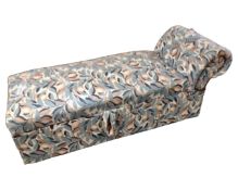 An antique pine upholstered storage chaise longue