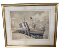 A V. Carrier watercolour, stormy weather, Weymouth 1931, in frame and mount.