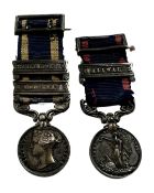 Two Victorian miniature campaign medals comprising Sutlej Medal with Ariwal bar and Punjab Medal