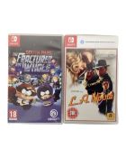 Two Nintendo Switch games, South Park: The Fractured but Whole and L.A. Noire.