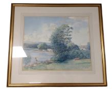 John Taylor (20th Century), female figure by a lake, watercolour, in frame and mount.