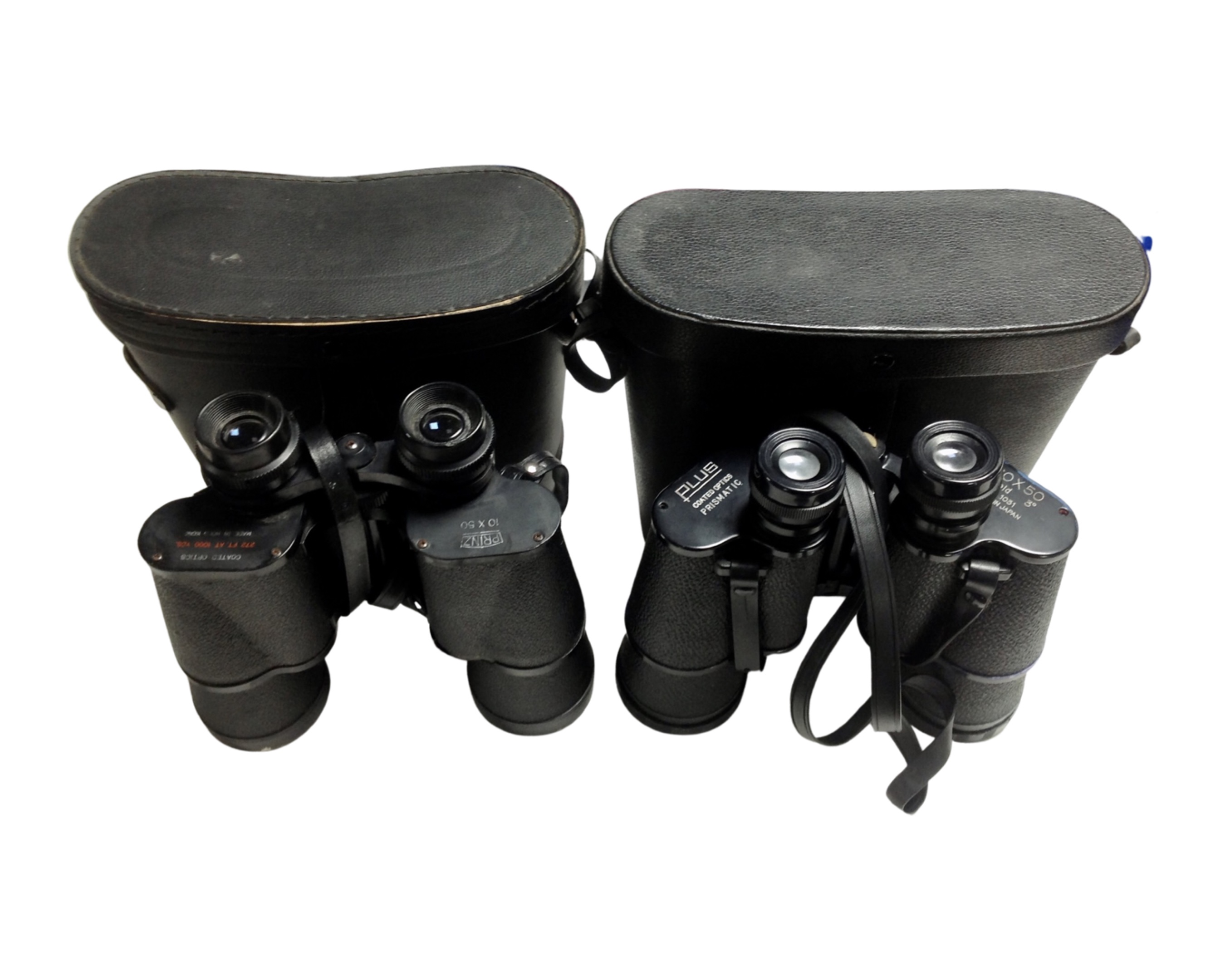 A set of Prinz 10x50 field glasses together with a further pair of Plus prismatic 20x50 field
