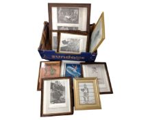 A box containing humorous World War I prints, advertising prints including Life Buoy soap,