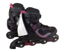 A pair of Oxelo Active Fit 3 roller blades.