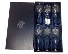 A set of six Stuart Crystal wine glasses (boxed).