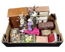 A box containing a quantity of jewellery cabinets boxes and stands.