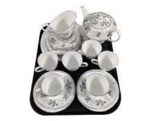 A tray containing 21 pieces of Tuscan Rondelay tea china.
