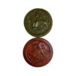 Two wax seals depicting Queen Elizabeth and King William IV on horseback.