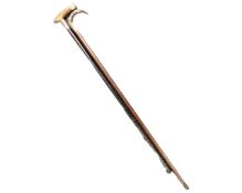 An antique walking stick with silver handle together with a further walking stick with silver