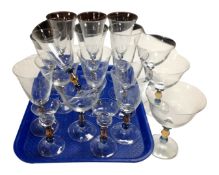 A tray containing Mikasa drinking glasses.