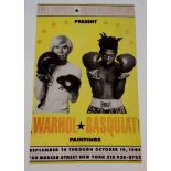 A poster for Warhol/Basquiat paintings.