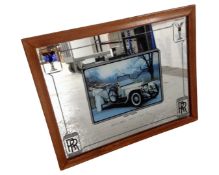 A Rolls Royce picture mirror depicting a 1911 silver ghost, framed.