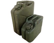 A 20 litre jerry can together with a 10 litre jerry can.