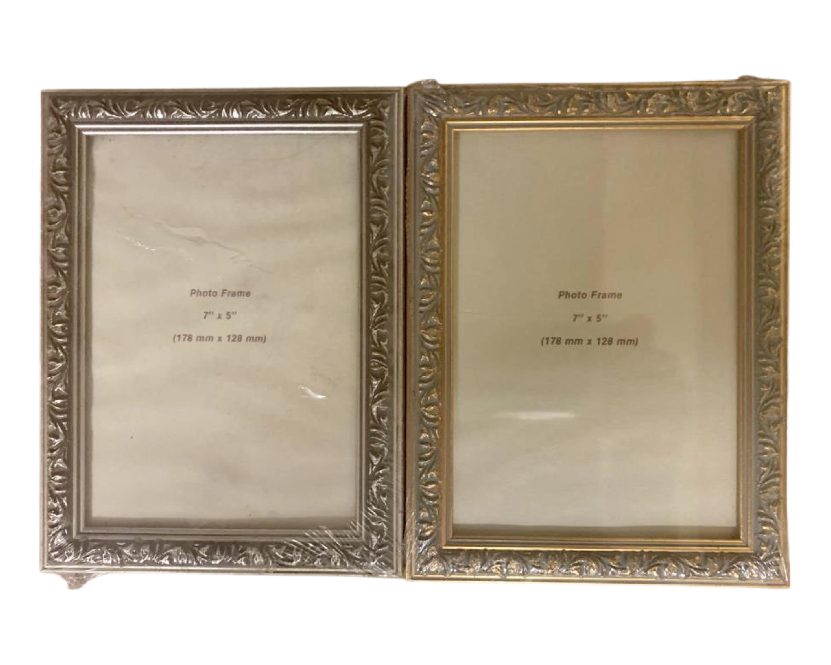 One crate containing twenty nine decorative 7" x 5" photo frames, in silver finish and gilt finish,